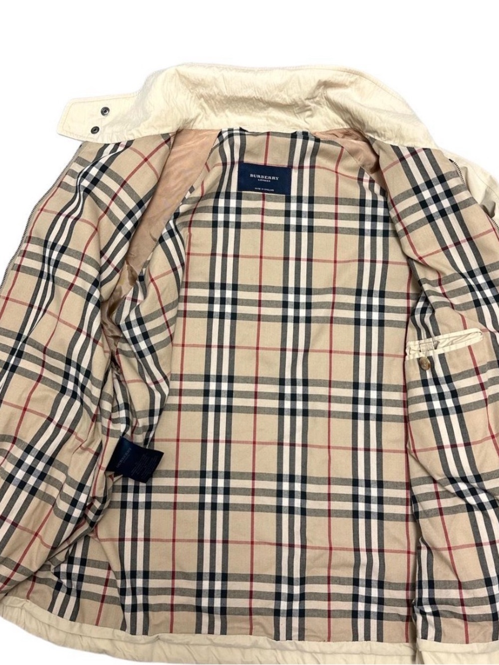 Burberry London Y2K Men's Classic Nova Check Harrington Jacket in Beige.